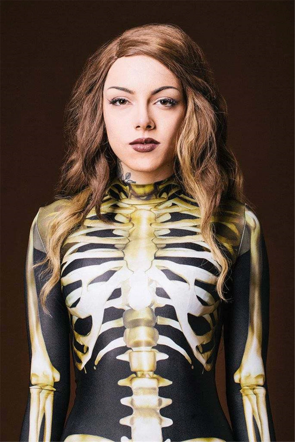 

New Gold Skeleton Halloween Cosplay Jumpsuit Women Kids Scary Costume Boy Girl Fancy Day Of The Dead Family Carnival Party Devil
