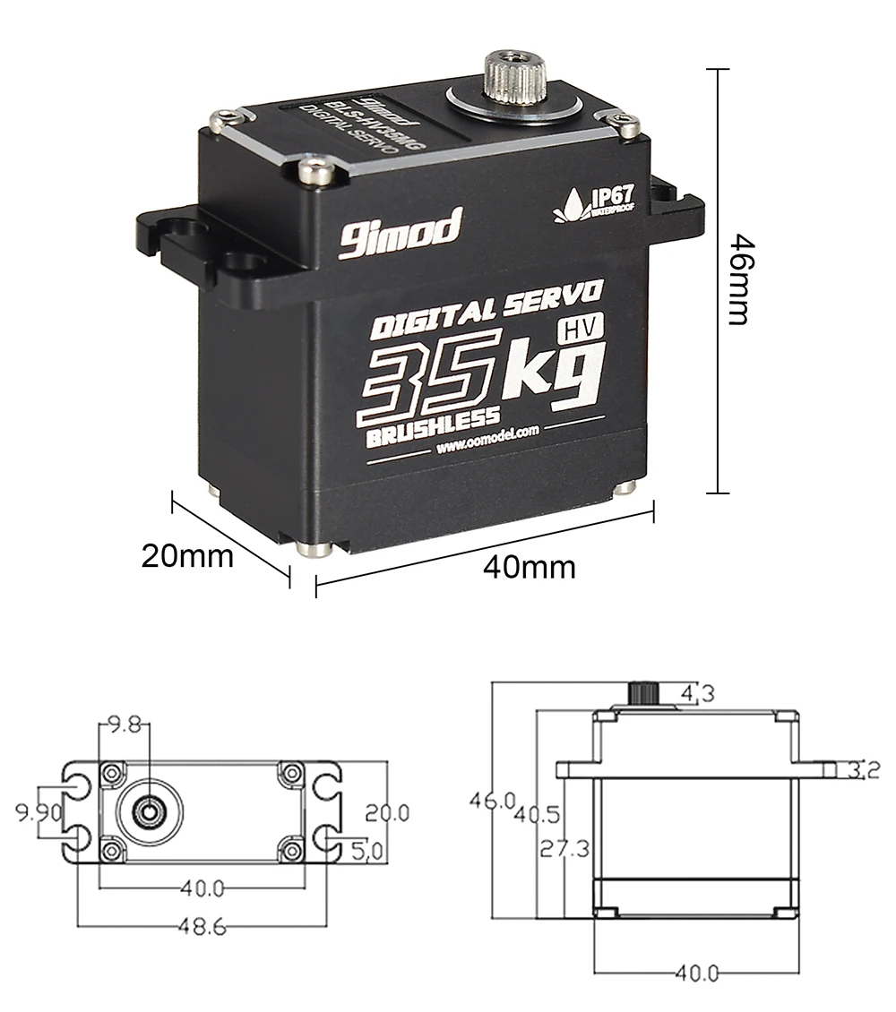 9imod Servo resistente al agua BLS-HV35MG 35KG engranaje de Metal HV Servo Digital sin escobillas para RC coche barco Robot DIY-3