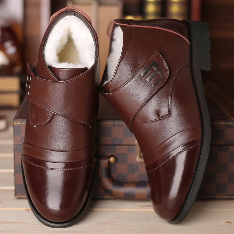 

Winter high shoes plus velvet men's shoes winter warm men's cotton shoes men's leather business casual shoes cotton shoes 2019