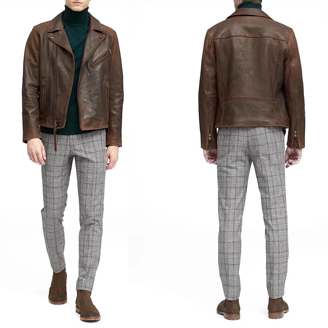 

JCHB 2021 High Quality Vintage Genuine Leather Jacket Men Spring Motorcycle Cowhide Coat Plus Size 4xl Chaquetas Hombre Pph3945