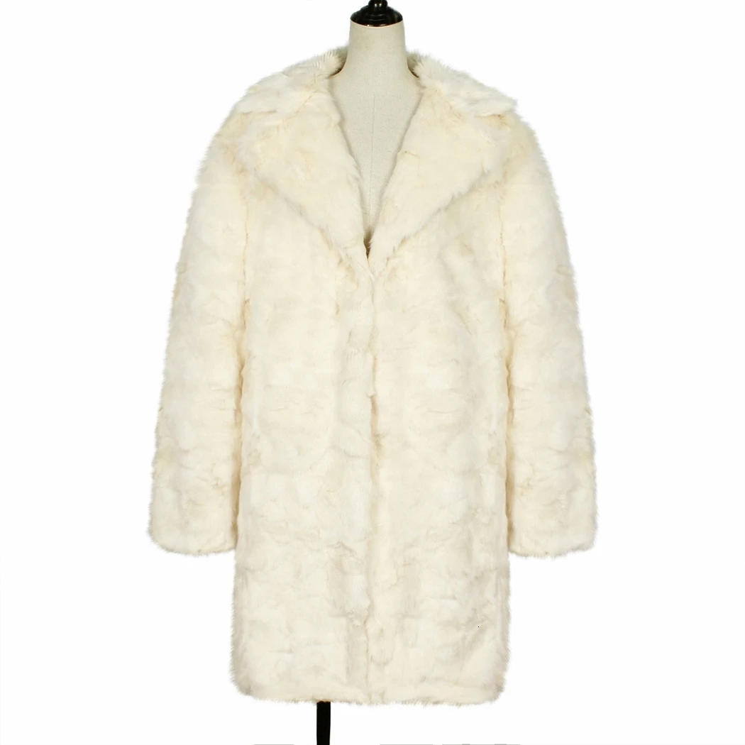 

Luxury Faux Fur Long Coat Women Autumn Winter Warm Fuffly Faux Fur Jacket Fashion Lapel Plush Coats Outerwear Female Overcoat