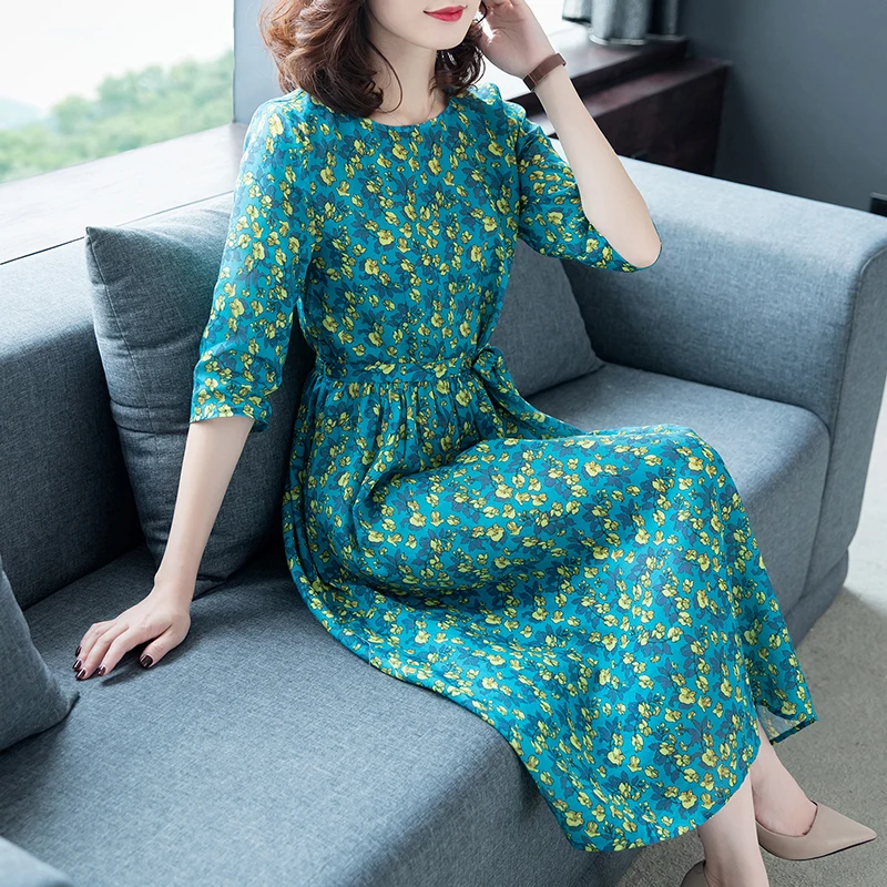Summer 2020 Elegant Women Beach Floral Dress Midi Boho Adies Dresses Party Green Vestidos Mujer A07050 KJ4262 | Женская одежда