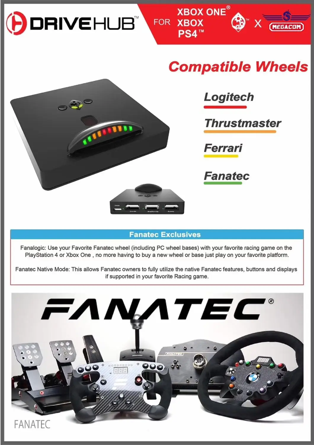 Конвертер для гоночных колес FANATEC DriveHub адаптер PS4 Slim/Pro игровой консоли Xbox One S/X