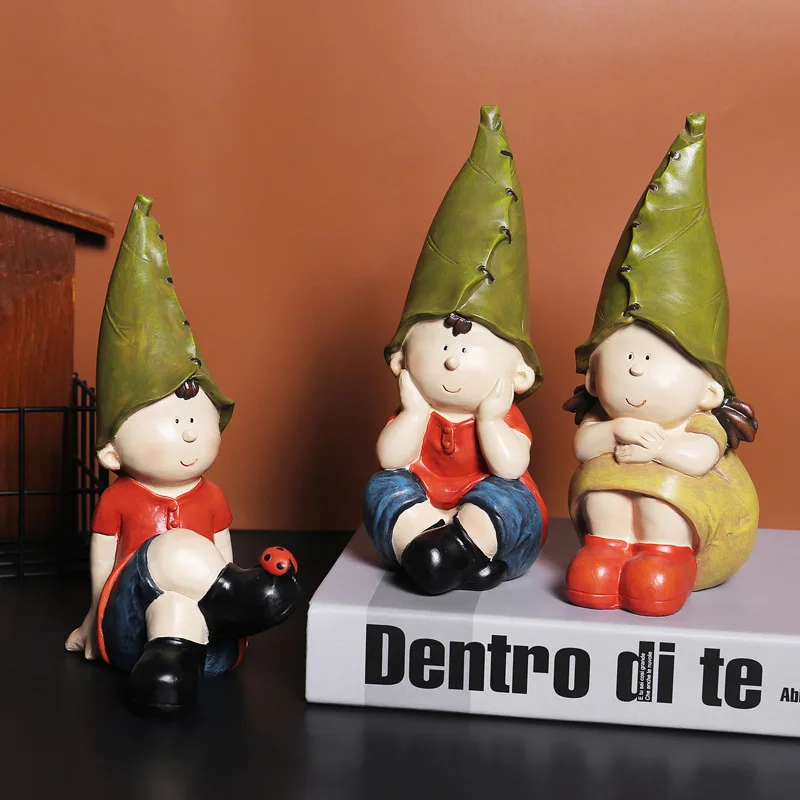 Kawaii Desktop Elf Ornaments Nordic Creative Resin Mini Boys Girls Living Room Decoration Cute Living Room Desktop Crafts Gifts
