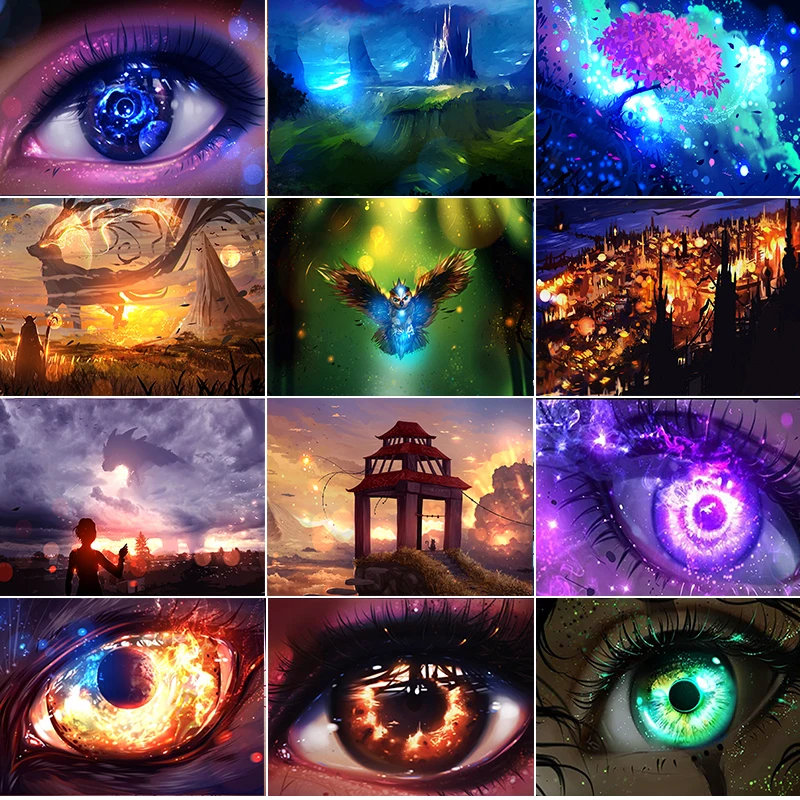 Алмазная живопись 5d Набор для творчества взрослых с красочными глазами стразы