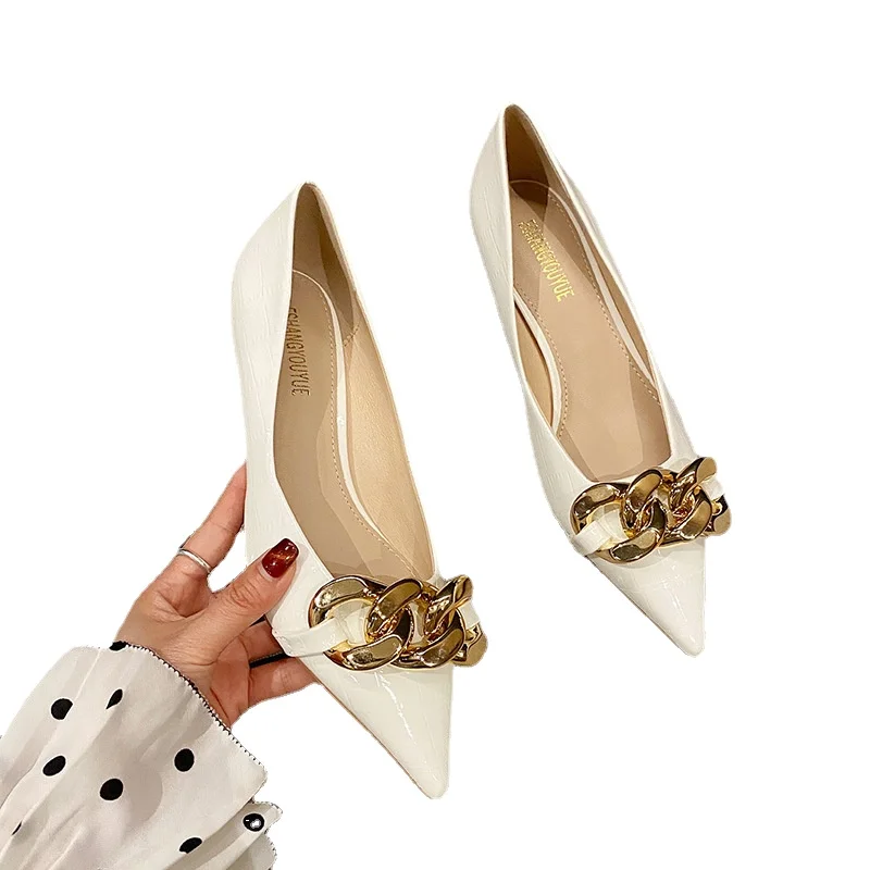 

Туфли-лодочки женские на высоком каблуке, туфли-лодочки на шпильке, новинка 2021, Французская женская обувь из лакированной кожи с острым носк...