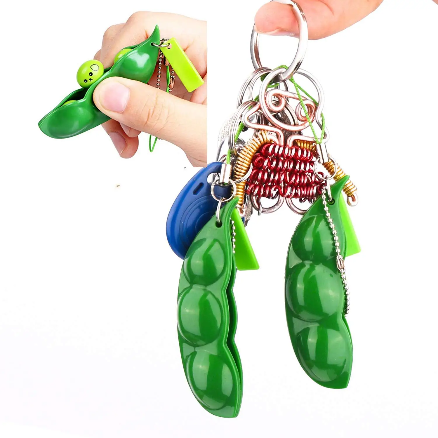 3 шт. игрушки Fidget Depression Edamame Pop It Squishy Squeeze Peas Beans брелок милый стресс игрушка для