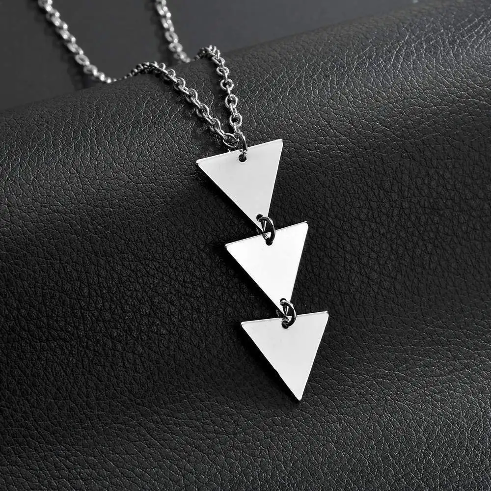 Новый Fanshion золото Цвет длинноцепочечный котел Треугольники подвеска-ожерелье