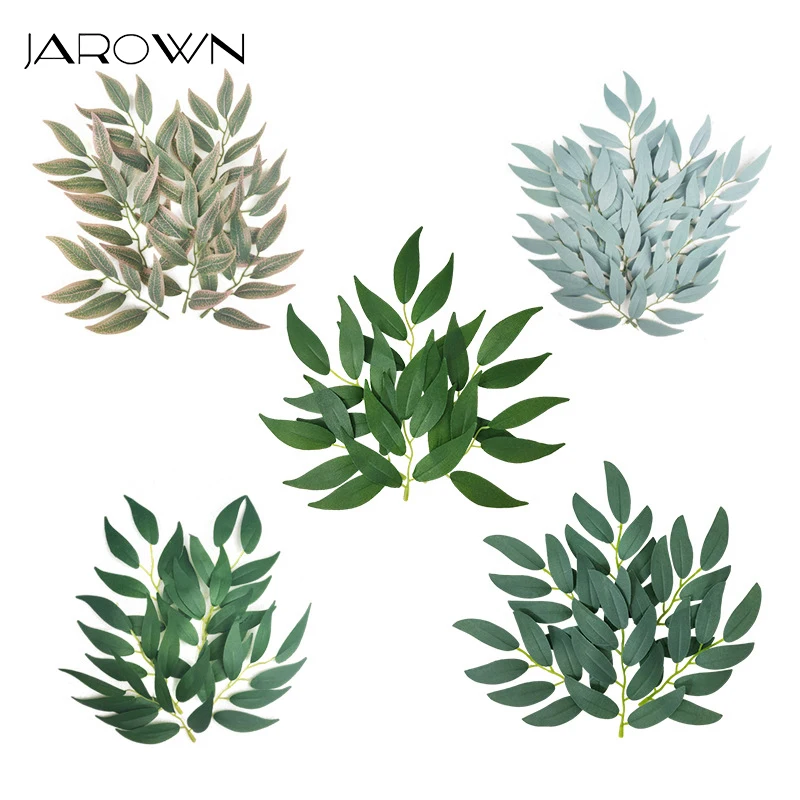 JAROWN 50pcs Artificial Leaves Willows Fake Flower Leaf Wedding Scene Layout DIY Home Decoration Plants Wall Materials Floral