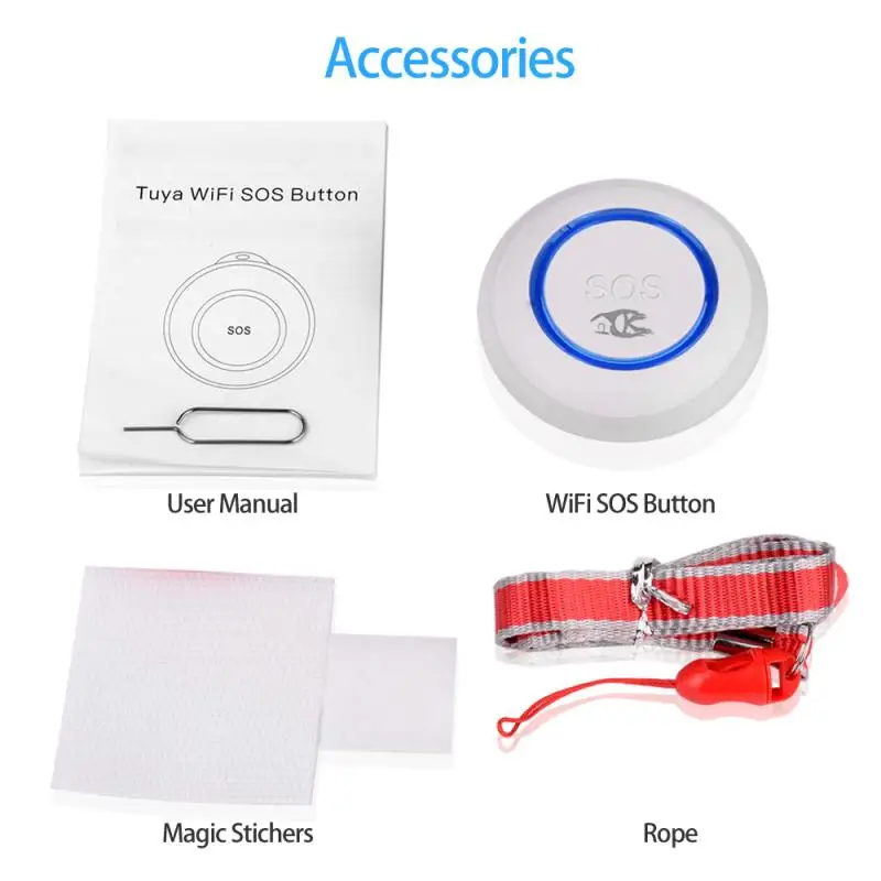 

TUYA WIFI SOS Button Smart Wireless Sensor Alarm Elderly alarm Waterproof Emergency Help Switch work with Tuya Smart life APP