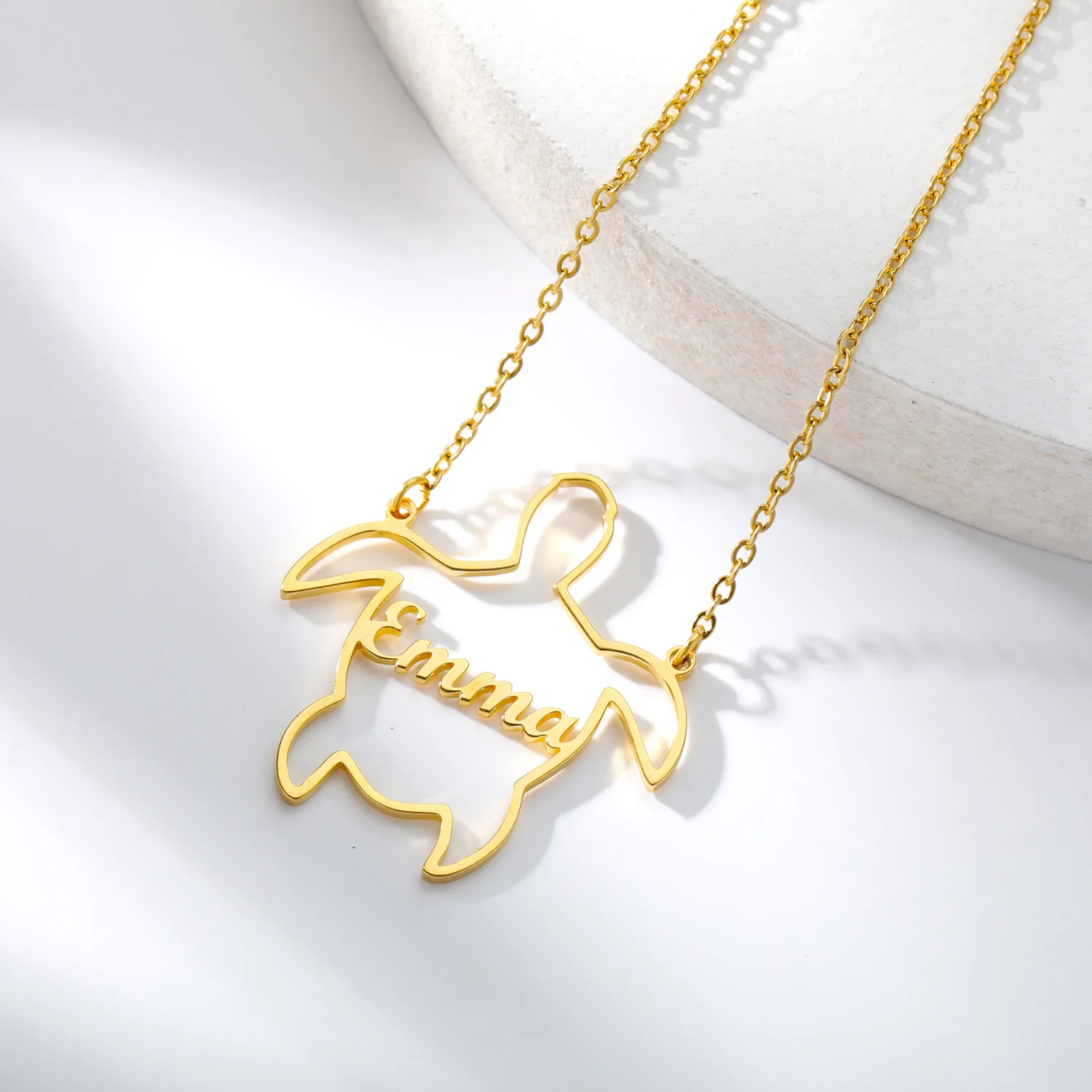 

Custom Anmail Cartoon Character With Name Necklaces Nameplate Rose Gold Stainless Steel Personalised Letter Necklace BFF