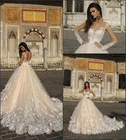 2022 gorgeous wedding dresses sheer long sleeve vintage lace court train summer garden vestido de novia capped sleeve bridal gow