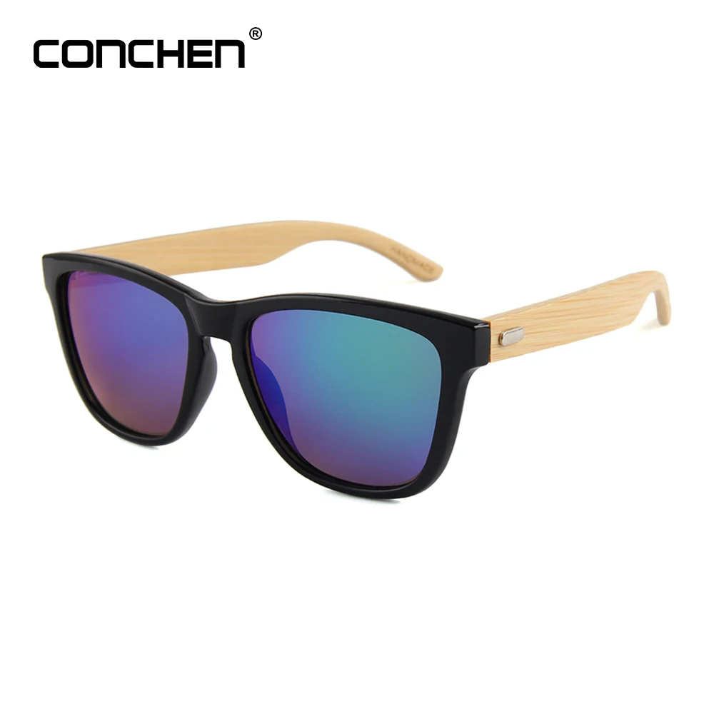 

Мужские и женские бамбуковые солнцезащитные очки CONCHEN, деревянные солнцезащитные очки ручной работы с металлическими петлями, UV400