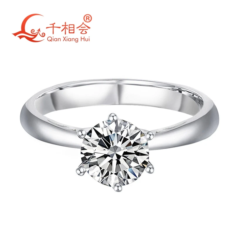 Кольцо из белого золота 18 К с 1ct 6 5 мм круглой формы цветной камень муасанит для