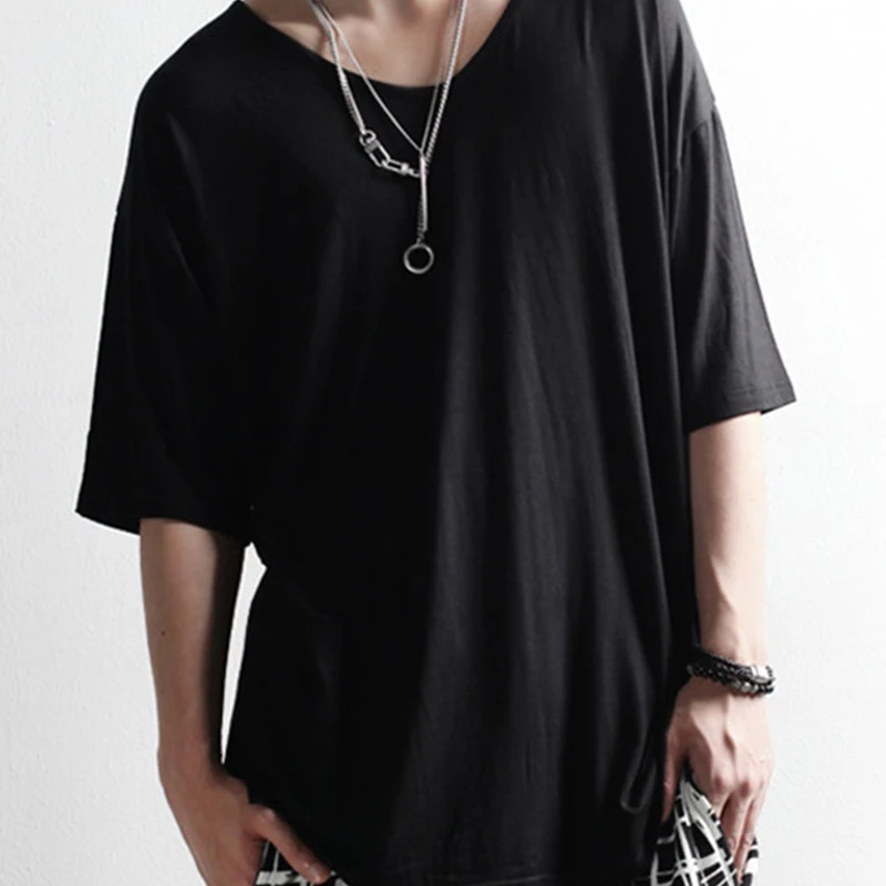 

Korean Fashion Men Summer Loose Loose Jacket Half-sleeve V-neck Short-sleeved T-shirt Fashion T-casual Brand Hip-hop Ha Shirt
