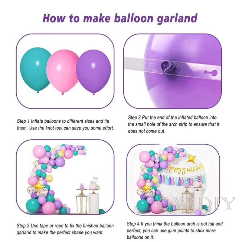 Kit de guirnalda de arco de globos de cumplea&ntilde;os de unicornio, 162 piezas, confeti dorado, cartel de feliz cumplea&ntilde;os, borla de papel, decoraci&oacute;n de fiesta tem&aacute;tica de ni&ntilde;a-4