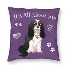 Наволочка на квадратную подушку с надписью It's All About My Rider King, Чарльз-спаниель, домашний декоративный чехол для подушки с милой собакой для автомобиля