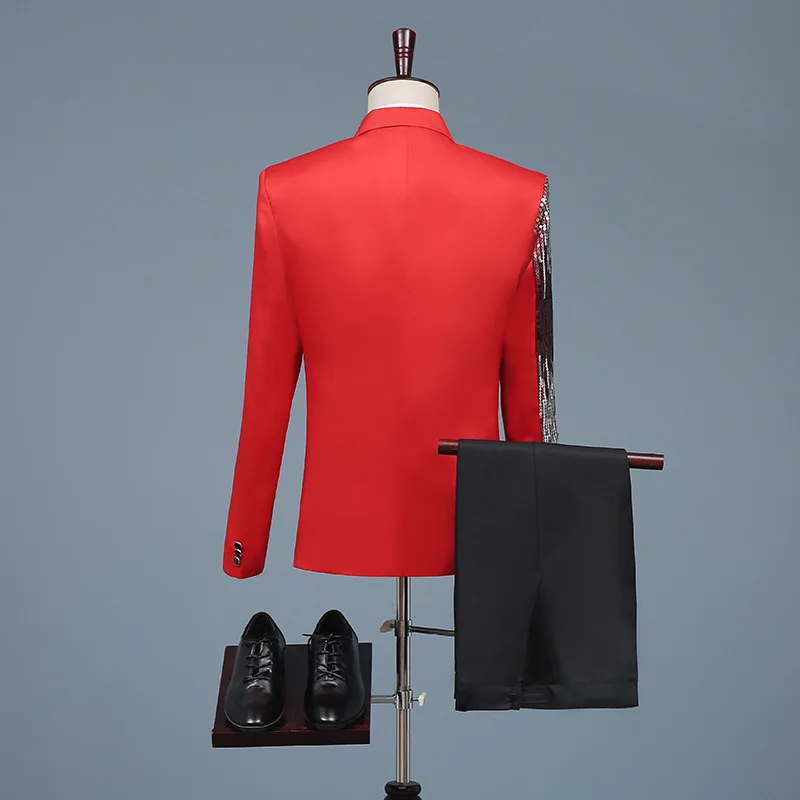

2021 new men's slim suit performance suit two-piece stage host night sequin performance dress/ mens tuxedo / men suit set