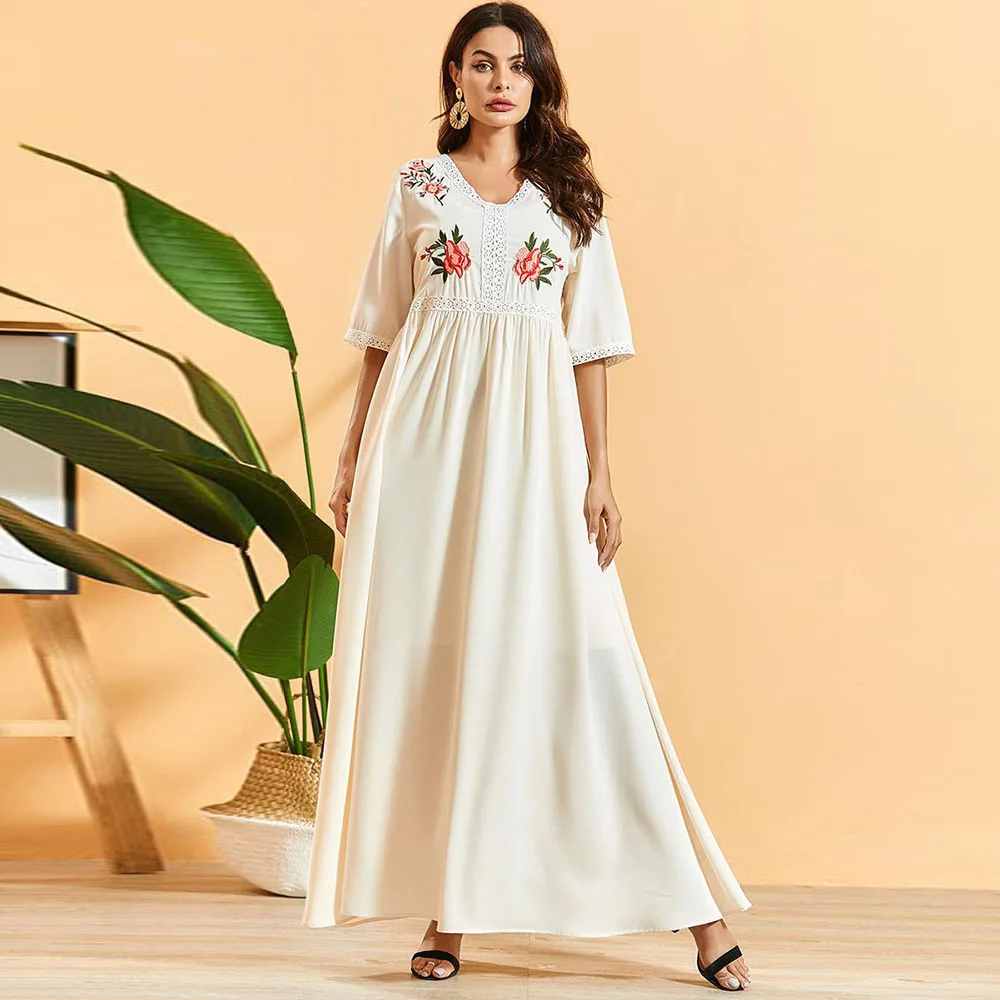 Siskakia/длинное платье в стиле пэчворк с кружевной отделкой богемное вышивкой