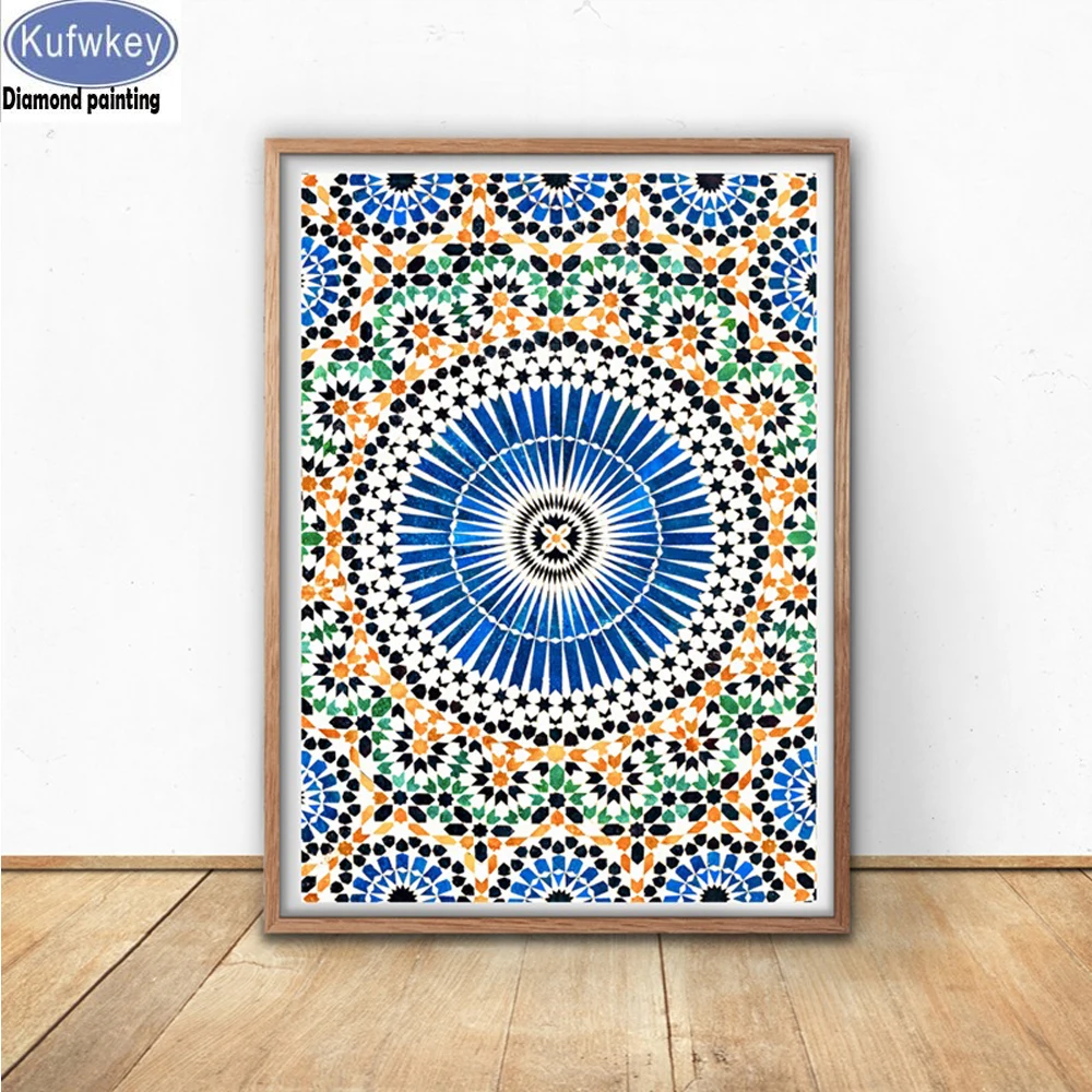 Алмазная живопись с изображением Фэнтези мечети синей мандалы полноразмерная