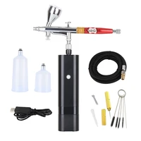 portable airbrush kit dual action high pressure with hose for painting tattoo cake decoration model nail make up barber carspray