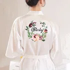 Свадебный Атласный халат с цветочным принтом на заказ, халат подружки невесты