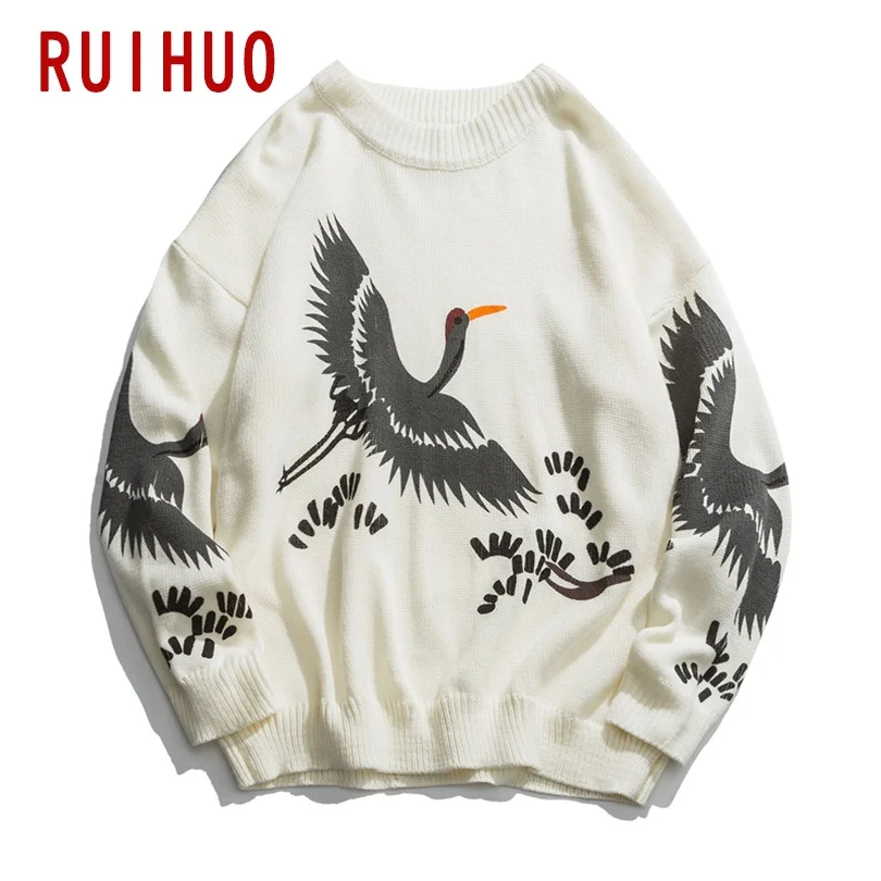 RUIHUO рисунком подъемного крана комплекты одежды мужской свитер вязаный Топ