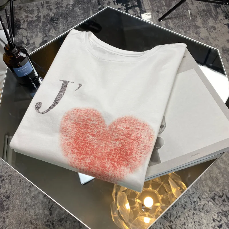 Новые женские хлопковые футболки с надписью love и круглым вырезом свободная