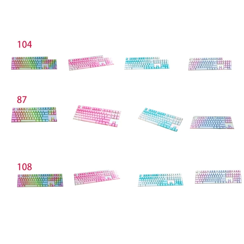 

87/104/108 Keys Side-Printed Keycaps Thick PBT Backlit Gradient Keycaps OEM Profile for Mechanical Keyboard Cherry MX