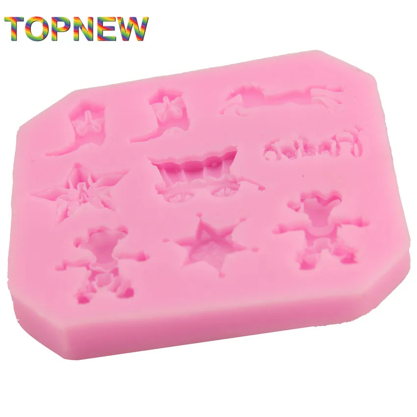 Пищевой силикон западный ковбой форма помадка торт украшения выпечки