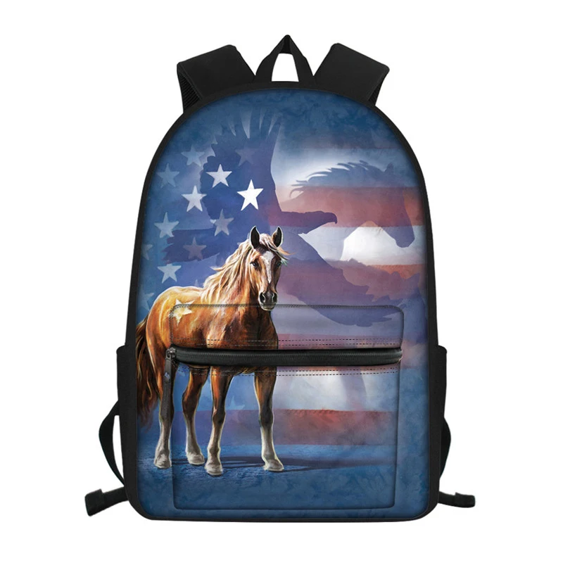 Black Horse School Bag Set For Teen Boys Girls Cute Student Kids Schoolbag Primary Children Bookbag Mochila Gift