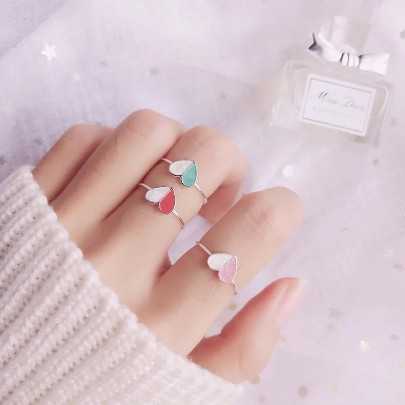 Trustdavis 100% 925 Sterling Silver Fashion Romantic Love Sweet Heart Opening Finger Ring For Wiomen Jewelry DS1538 | Украшения и