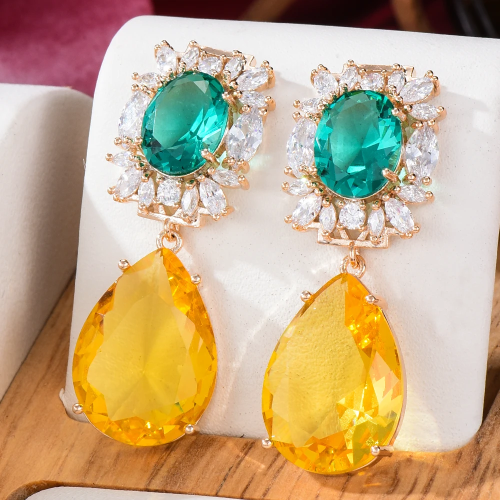 

Luxury Trendy Austrian crystal Summer beach Gradient Dangle Earrings High Quality for Women Girl Daily Romantic Earring Jewelry