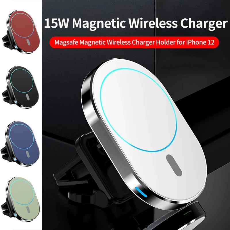 

IPhone 12 Mini Pro Max Wireless Fast Charger 15W Magsafe Magnetic Wireless Charger Holder Mount Wireless Adapter Car Phone Stand
