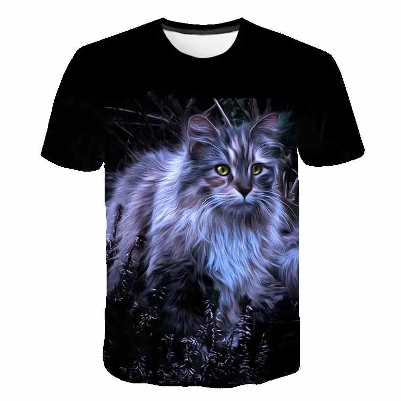 

2021 New Cool T-shirt Boys Girls 3d T shirt Print two cat Short Sleeve Summer Tops Tees funny T shirt Boys 4-14 years