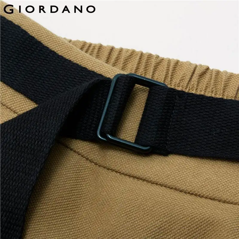 

Giordano Women Pants Half Elastic Waistband Roll-up Cuffs Pants Zip Fly Multi Pockets Soild Pantalones De Mujer 18421602