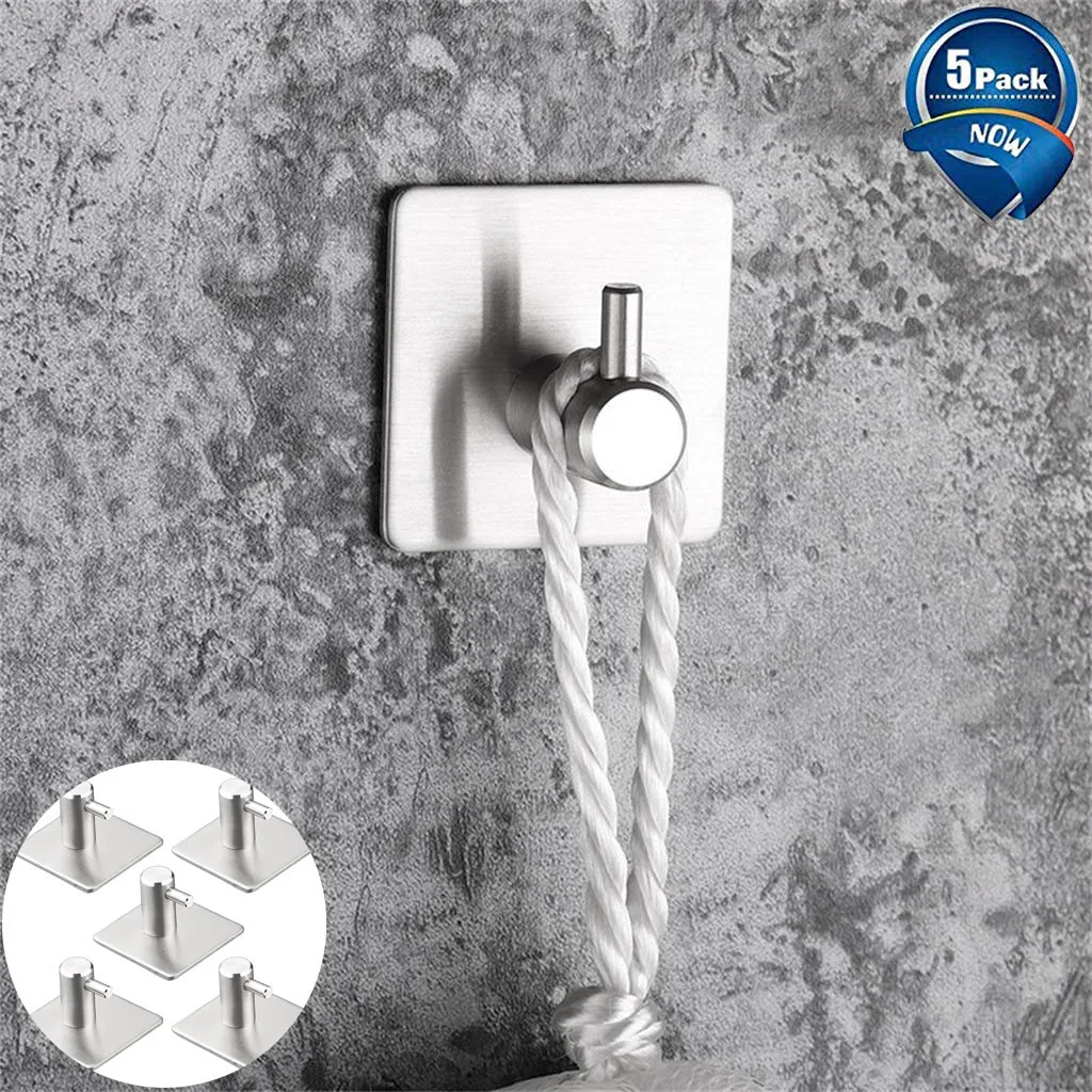 Самоклеящийся крючок для полотенец 5 шт. настенный из нержавеющей стали без