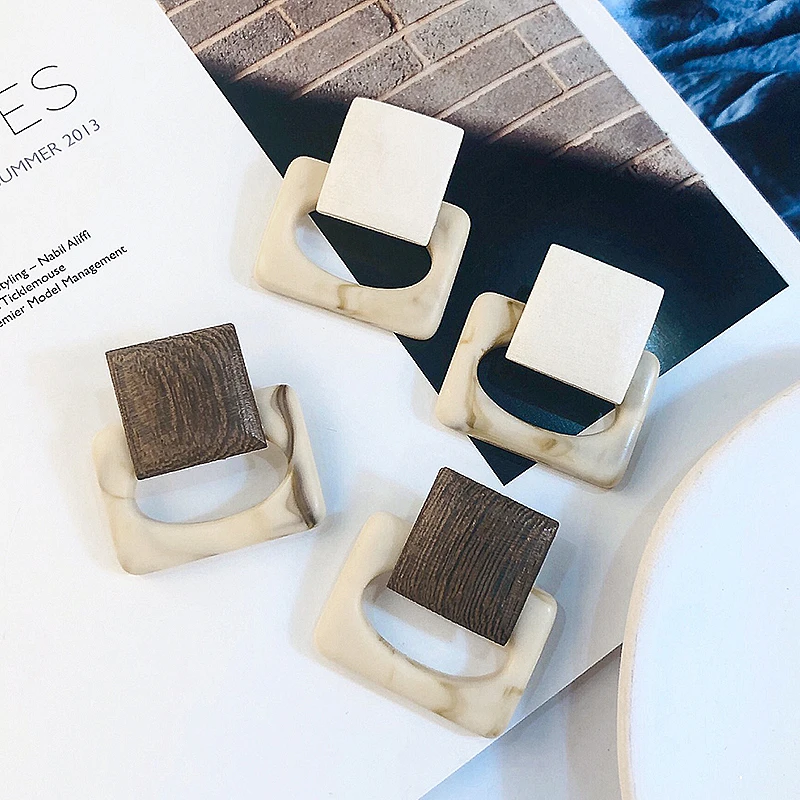 AENSOA Unusual Women Acrylic Drop Earrings Statement Geometric Square Pendant Trendy Dangle Earring Jewelry Gift 2021 | Украшения и