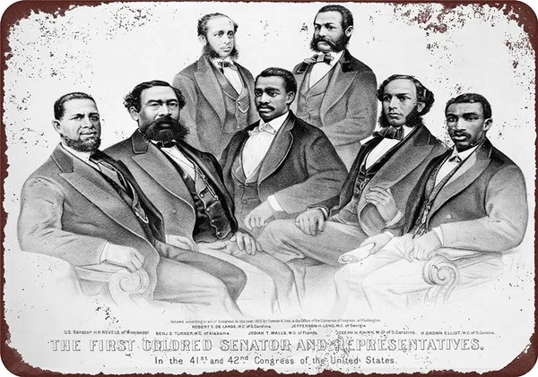 

First African-American Senator Retro tin sign nostalgic ornament metal poster garage art deco bar cafe shop