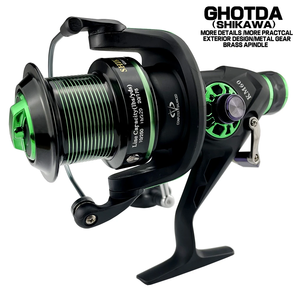 

Front And Rear Brake Reel 4+1BB Carp Fishing Reel 5.2:1 High Speed Gear Ratio Alluminum Spool Spinning Fishing Reel