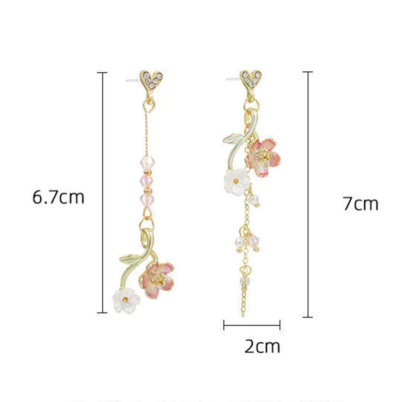 

Girls Asymmetric Tassel Antique Flower Earrings Long Dangle Earring For Women Jewelry Accessories Fashion Simple Tassel Ear Stud