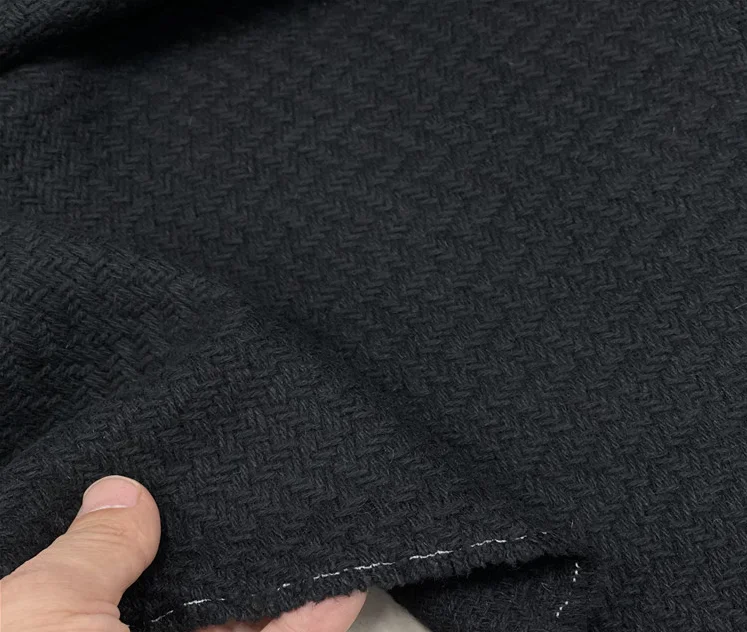 Бесплатная доставка натуральная черная 45% шерсть 55% вискоза твидовая ткань