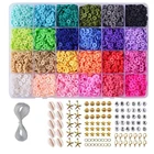 Плоские круглые диски 6 мм из полимерной глины, набор бусин с отверстиями россыпью для изготовления ювелирных изделий сделай сам, набор богемных браслетов, ожерелий, 24 цвета