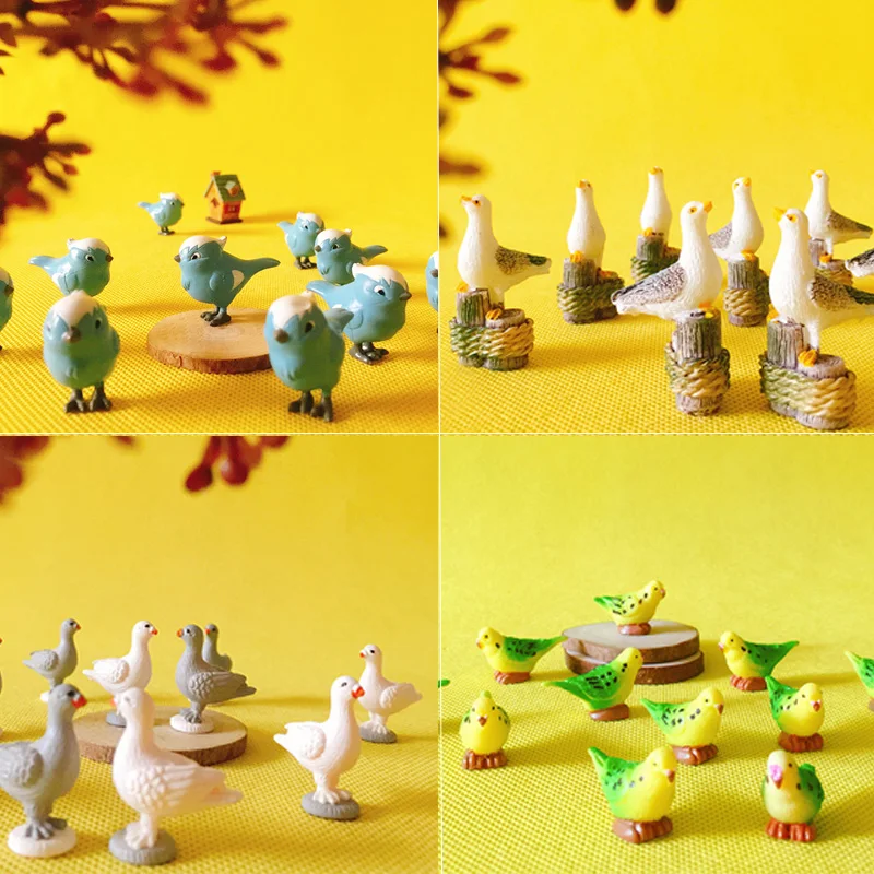 10 шт. голубь Попугай/маленькая птичка/миниатюры для кукольного