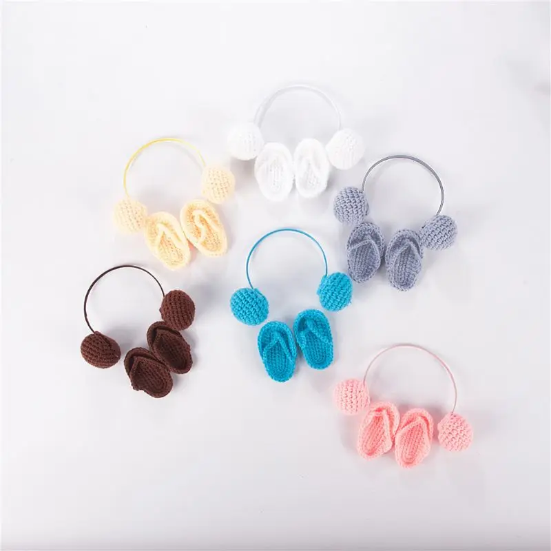 Accesorios de fotograf&iacute;a para reci&eacute;n nacido, zapatillas de ganchillo a mano para beb&eacute; + juego de auriculares, accesorios para fotos de beb&eacute;, zapatos, accesorios de fotograf&iacute;a 900C-2