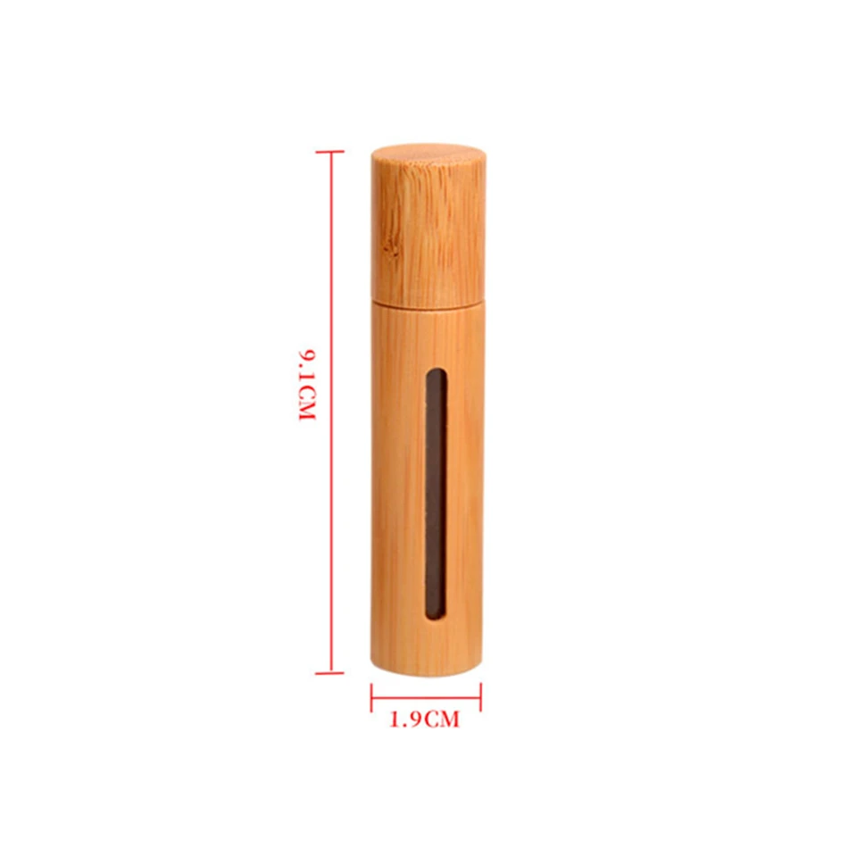 

Oil Bottle Stainless Roll On Ball Perfume Aromatherapy Bottle Oil Roller Bottle 10ML Natural Bamboo Wood Bottle Perfume Empty