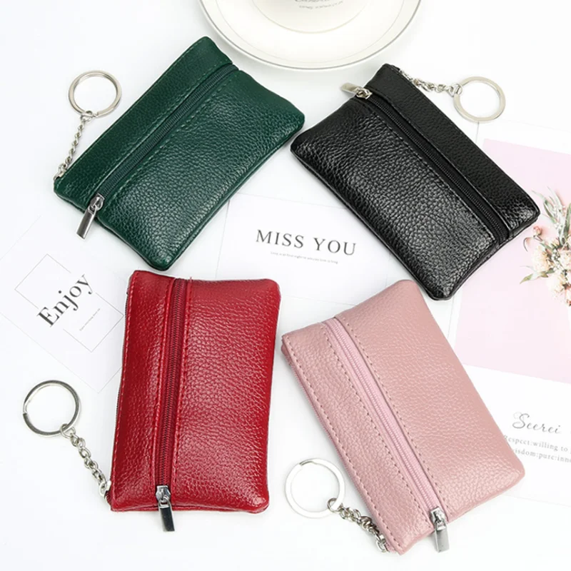 Мини-кошельки для женщин держатель карт бумажник из натуральной кожи на молнии