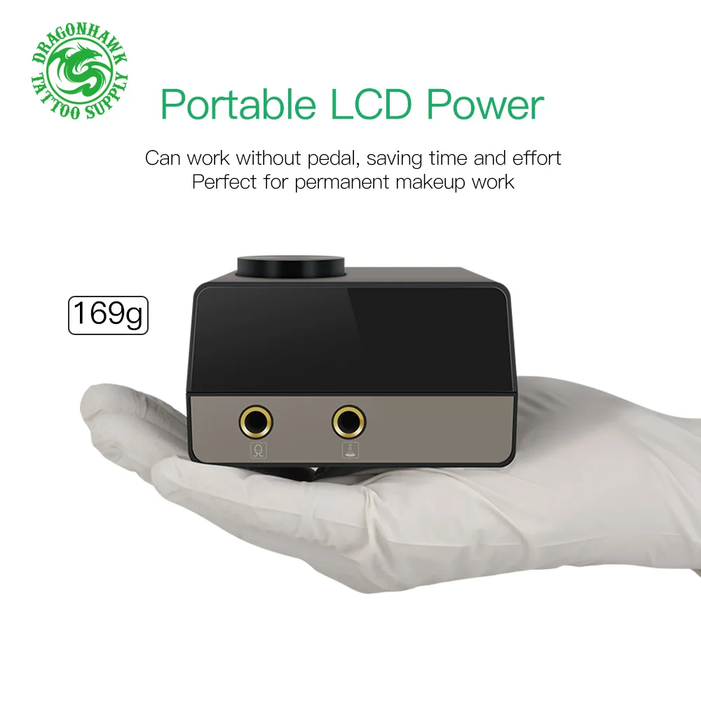 Топ круглый татуировки Мощность Dragonhawk портативный lcd машина пистолет питание
