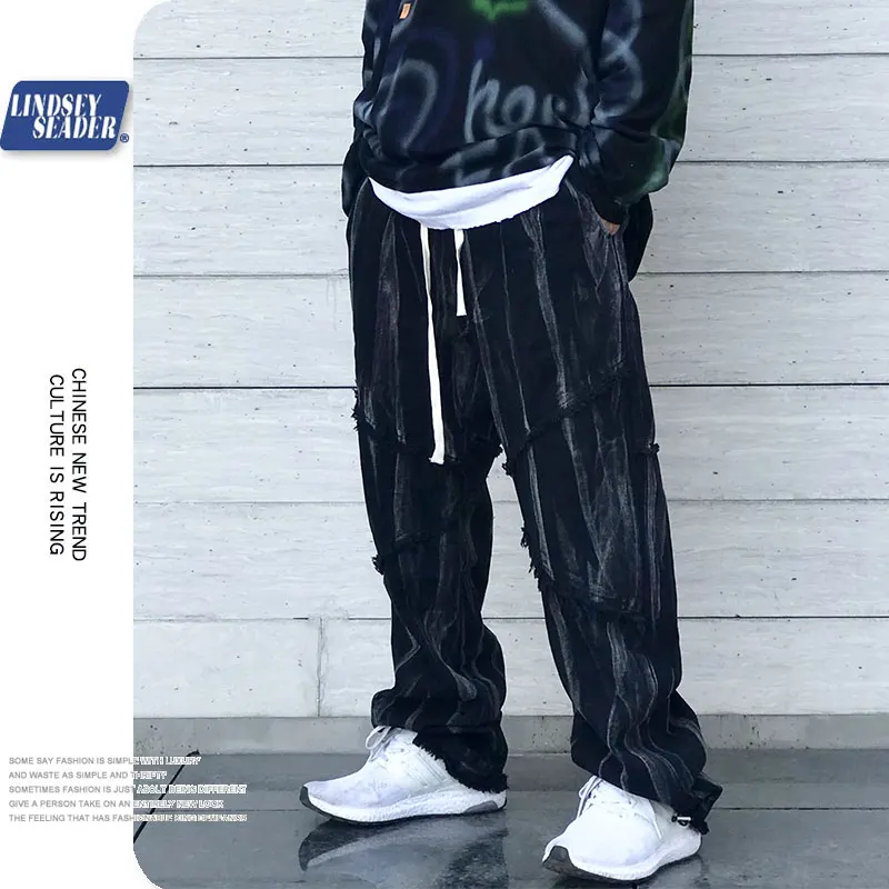 Мужские джинсы с черным лицевым покрытием длина по щиколотку для отдыха