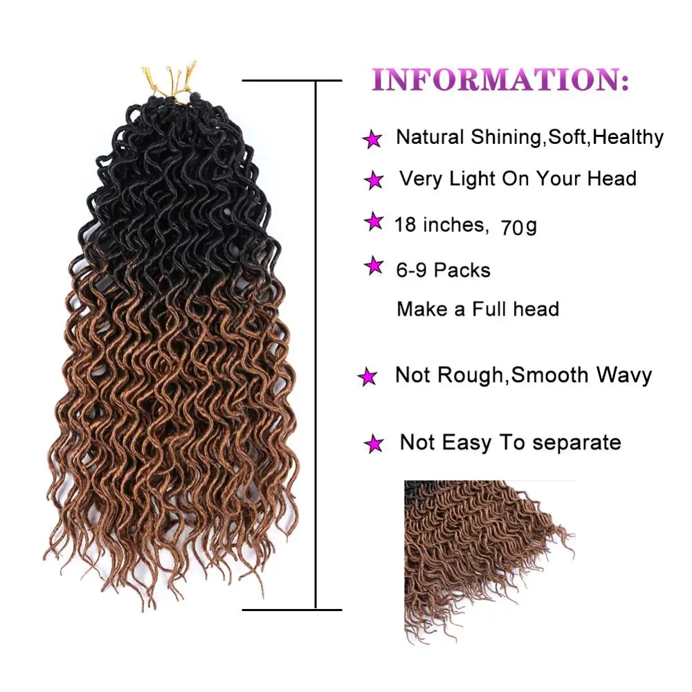 DAIRESS 18 &quotглубокие кудрявые искусственные локоны в стиле Crochet косички вязанные